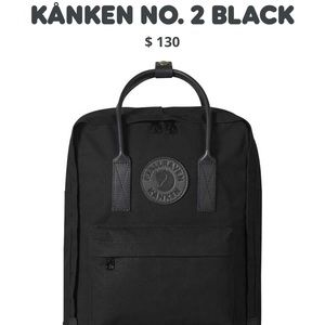 Fjallraven all black Kanken No 2 w/ shoulder pads!